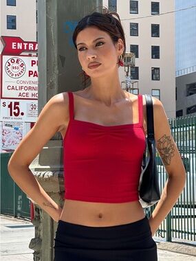 Princess Polly Red Ribbed Crop Tank